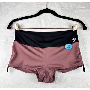 Y2K Victoria’s Secret PINK Ultimate Gym to Swim Shorts Black Mauve Sz S NWT
